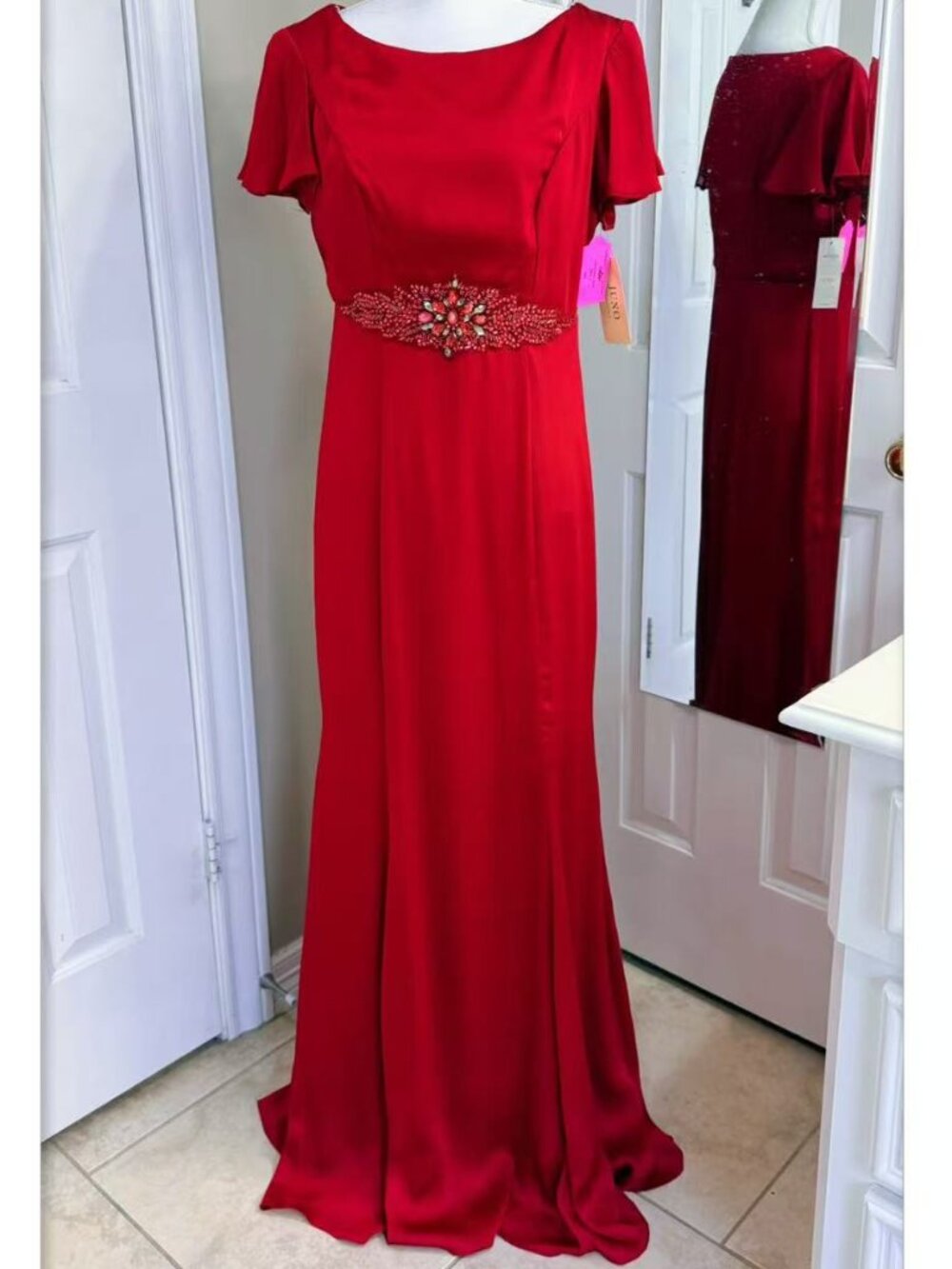 Ornate crystal-embellished belt evening gown size L